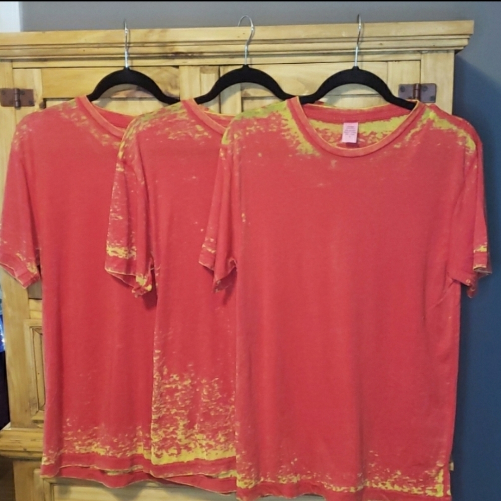 Bundle of 3 Red Yellow Burnout Tees - Picture 1 of 3